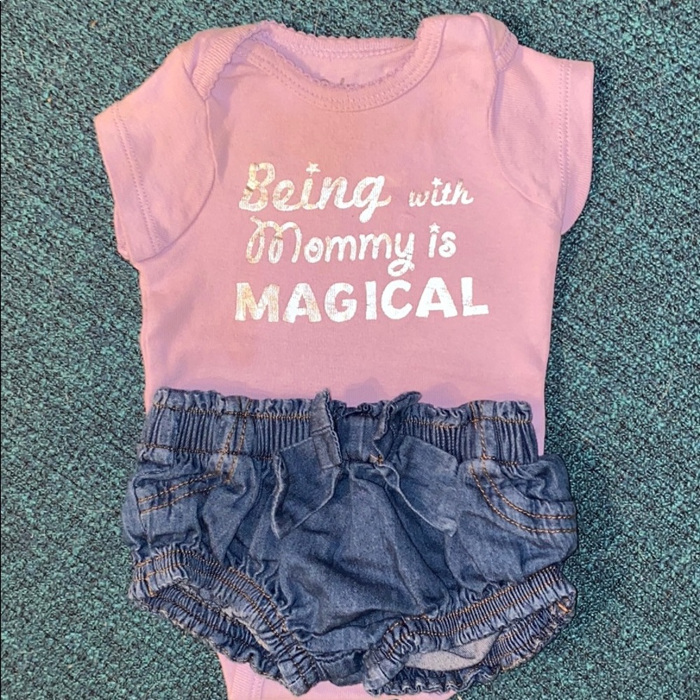 Newborn Onesie and jean shorts